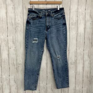 Old Navy High Rise OG Straight Smooth Pockets Distressed Mid Rise Jeans 10S